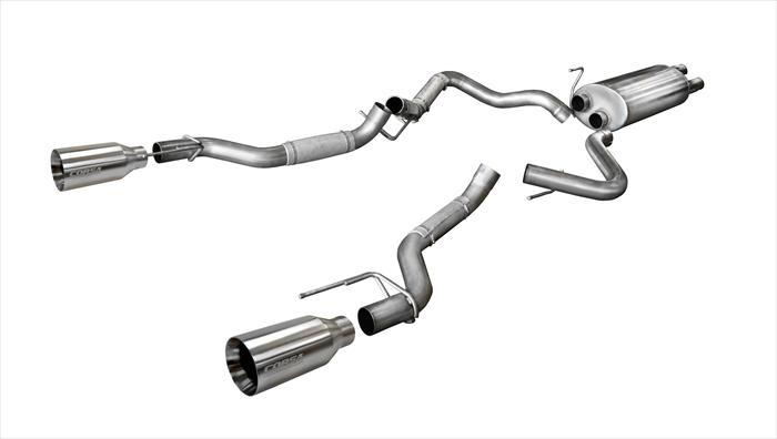 Ford F-150 Performance Exhaust - Dual Rear Exit - CORSA Performance - Cat-Back Sport - Satin Polished - `17-`20